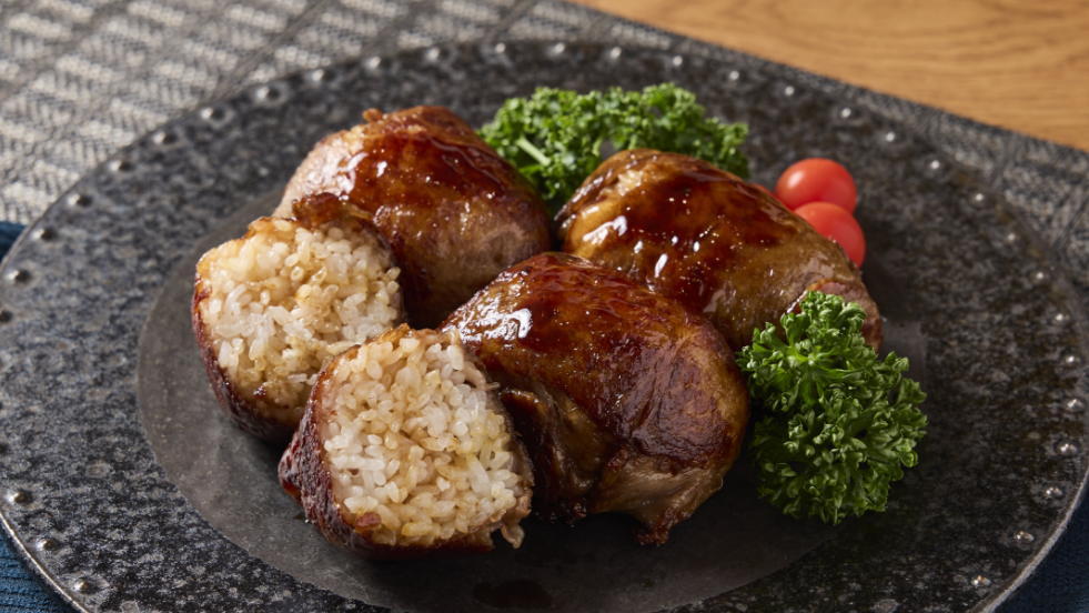 Beef-Wrapped Rice Ball