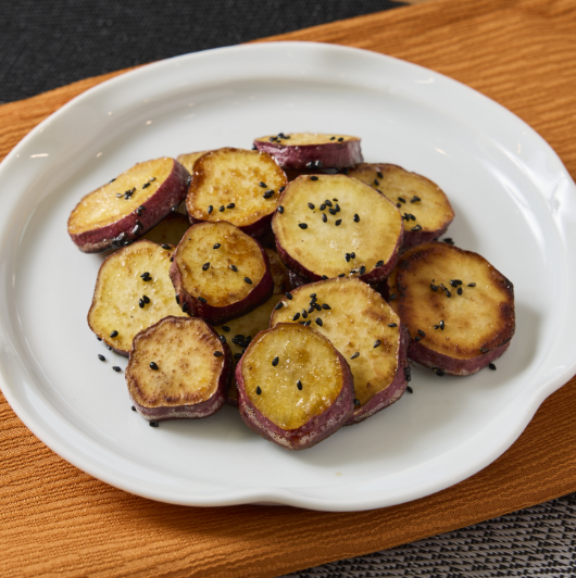 Sweet Potato Sautéed with Butter in a Frying Pan